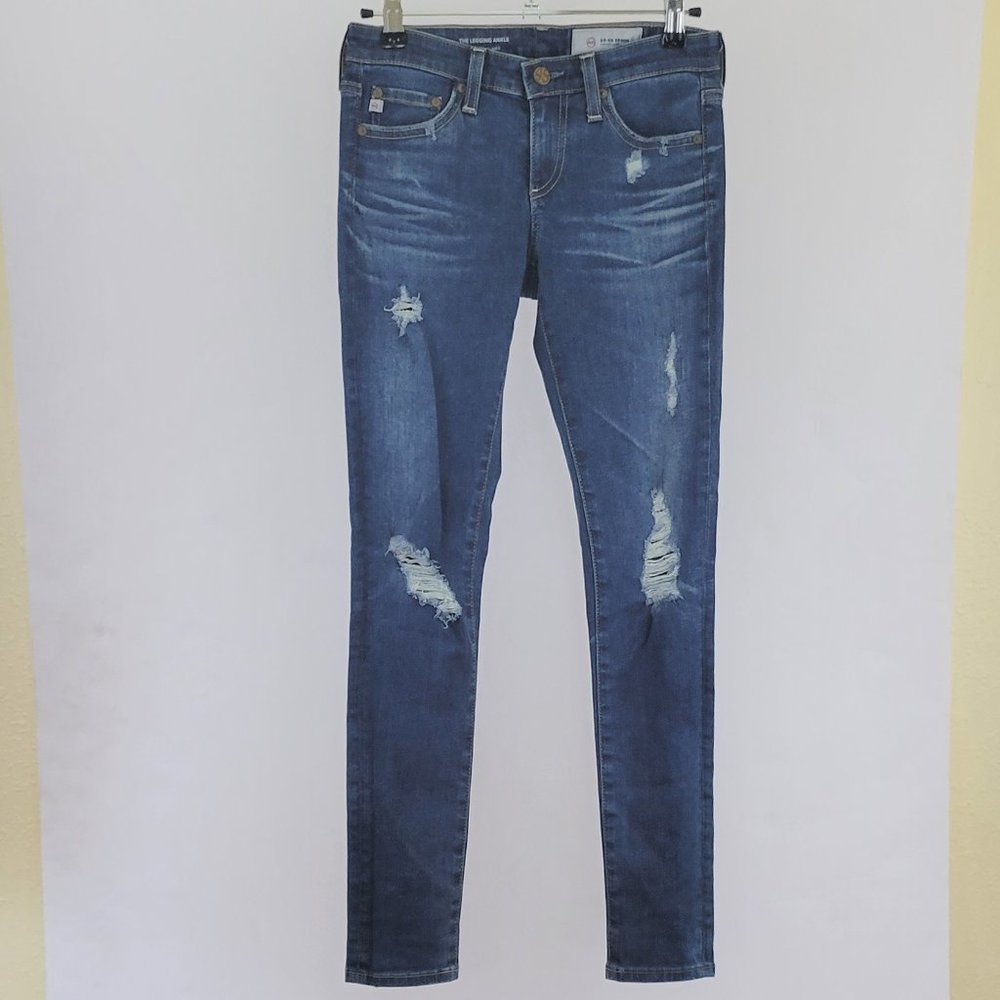 AG Legging Skinny Ankle Distressed Jean, 10 Year Destroyed Medium Wash